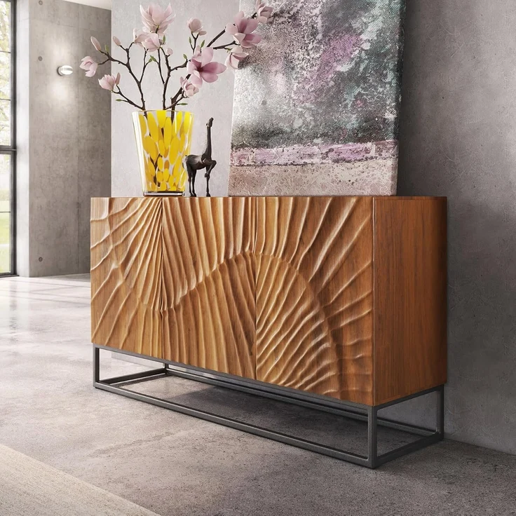 riess-ambiente Sideboard SCORPION 140cm braun, Massivholz · Metall · Kommode · 3D Schnitzereien · Wohnzimmer – Bild 9
