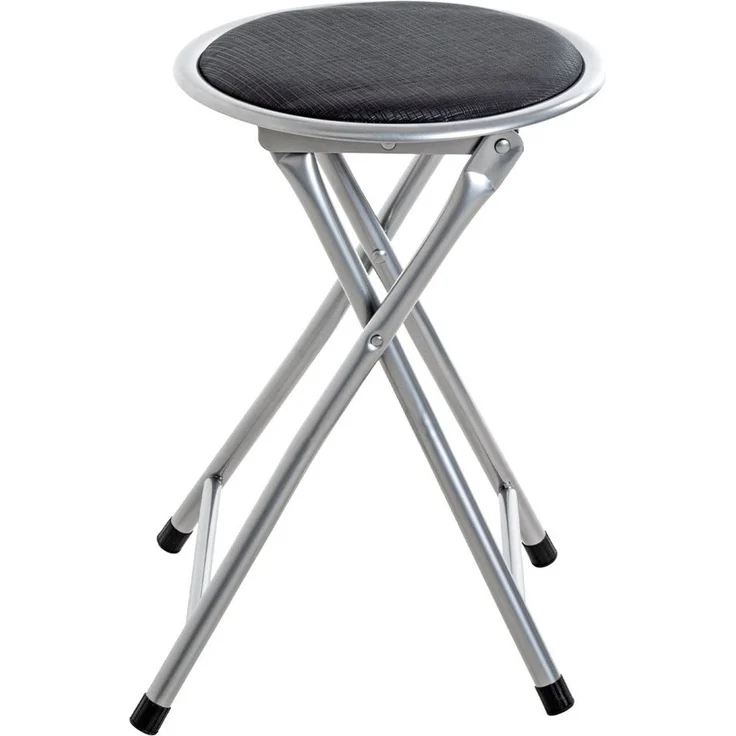 Klapphocker Olga / Ouzo, Kunstleder, Metall, Schwarz, 30 x 45 x 30 cm – Bild 3