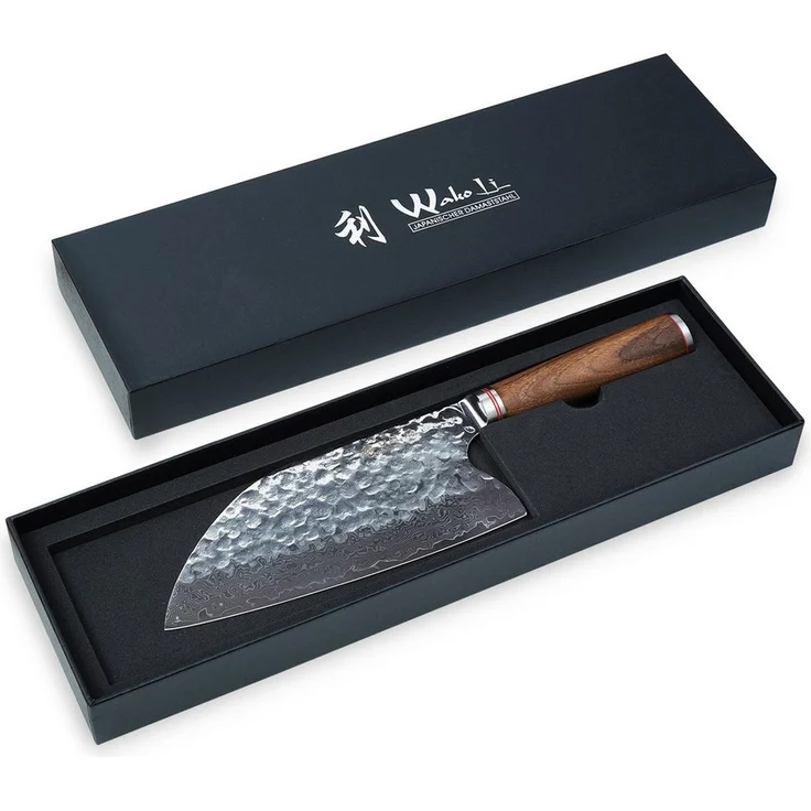 Wakoli Asiamesser Nussbaum Damast Premium Kochmesser Küchenmesser I 20,5 cm Klinge, aus 67 Lagen Damaststahl VG-10 Stahlkern – Bild 2