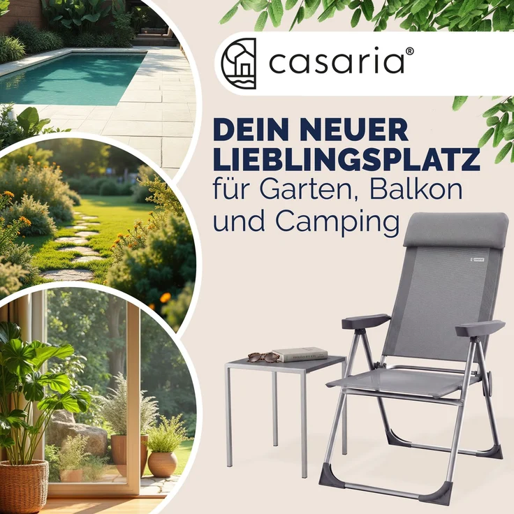 Casaria Alu Gartenstuhl Klappbar Grau 2er Set – Bild 2