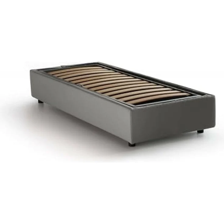 Talamo Italia - Einzelbett Caterina, Bettkasten mit Stoffbezug, 100 % Made in Italy, Öffnung vorne, geeignet für Matratzen 80x200 cm, Grau – Bild 3