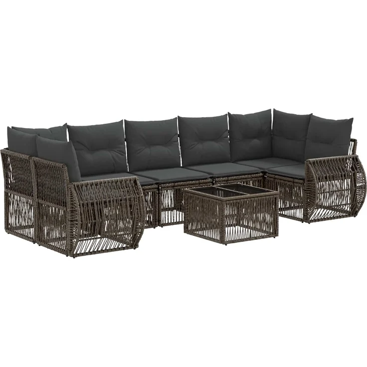 vidaXL Gartensofa-set 8 stk. Grau Poly-Rattan 3435359 – Bild 2