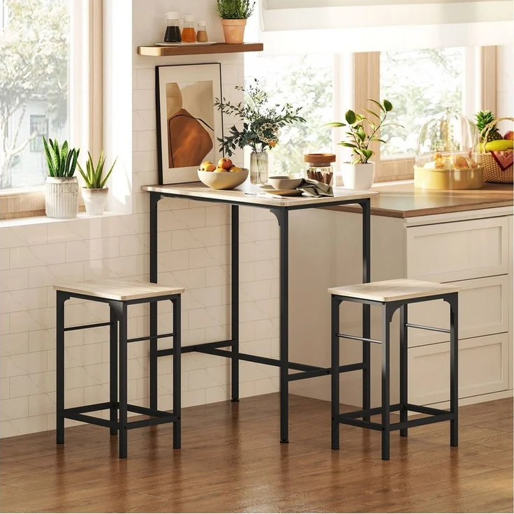 HOMCOM Bargruppe mit 2 Barhocker, rutschfestem Fußpolster – Bild 5