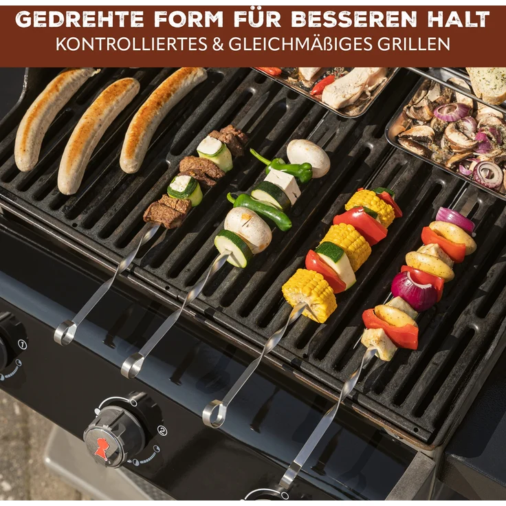 Grillspieße 20er Set, inkl. Aufbewahrungstasche / Edelstahl, 39 cm, gedreht – Bild 4