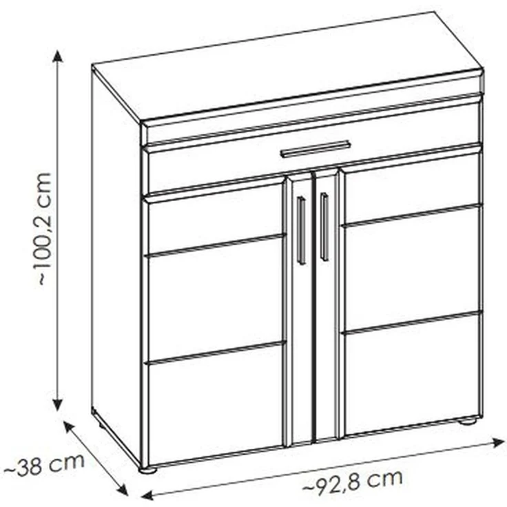 Schuhkommode >GRANO< 2 Türen, 1 Schub, Viking Eiche Dekor / Kosmos Grau - 93x100x38 (BxHxT) – Bild 3