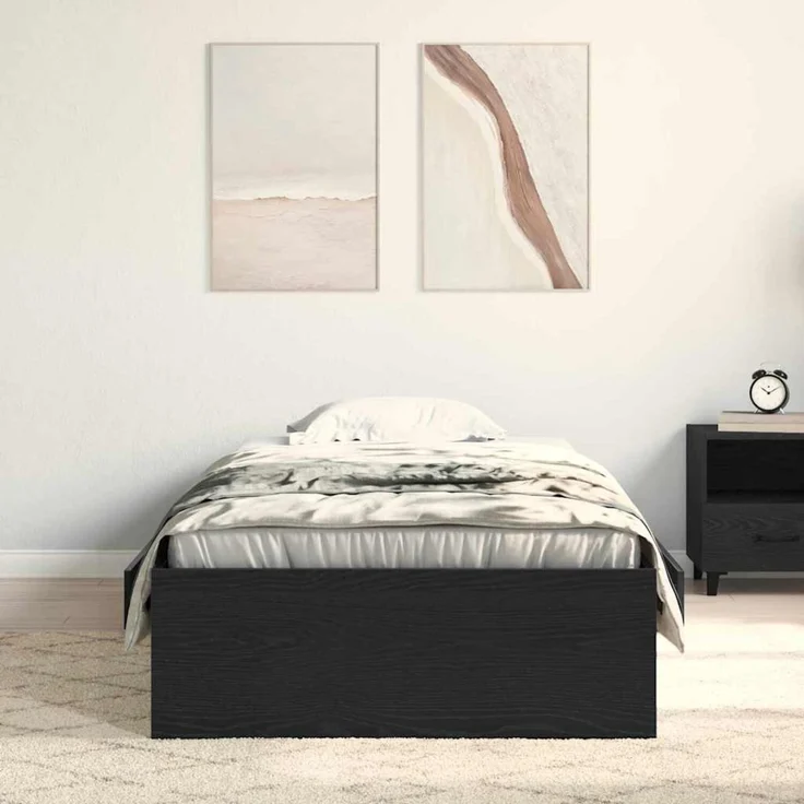 vidaXL Bettrahmen Schwarz Eichen-Optik 100 x 200 cm Holzwerkstoff 3333983 – Bild 3