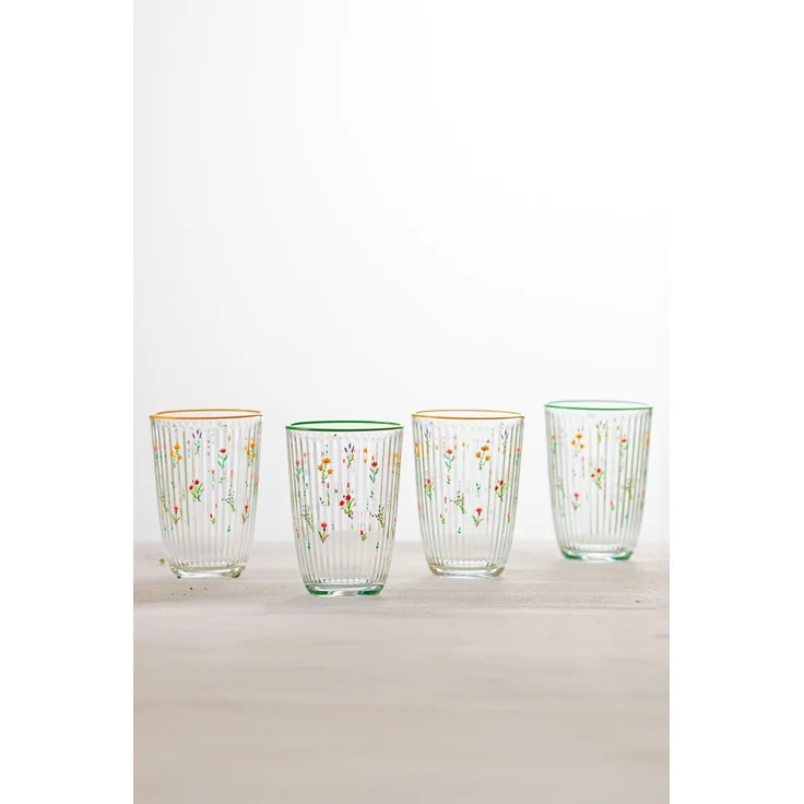 Hermia Concept 'Botanical 395' Gläser-Set (4-teilig), Gelb / Grün, 8,5 x 8,5 x 12 cm, 395 ml – Bild 2