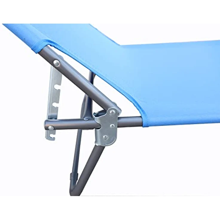Ambia Garden Dreibeinliege, Blau, wetterfest, verstellbares Dach, klappbar, Rückenlehne verstellbar, Gartenmöbel, 55x24x185 cm – Bild 6