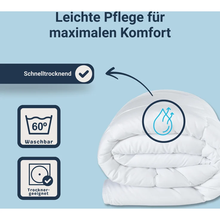 Traumhaft gut schlafen Softline - Steppbett, verschiedene Wärmestufen, Allergikergeeignet, Ausführung: Vierjahreszeiten-Steppbett, Größe: 155 x 220 cm – Bild 3