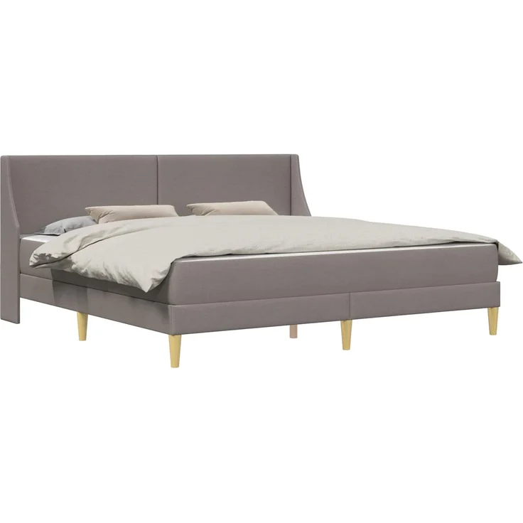 vidaXL Bettgestell mit Matratze Taupe 200 x 200 cm Polyester 3414757 – Bild 2