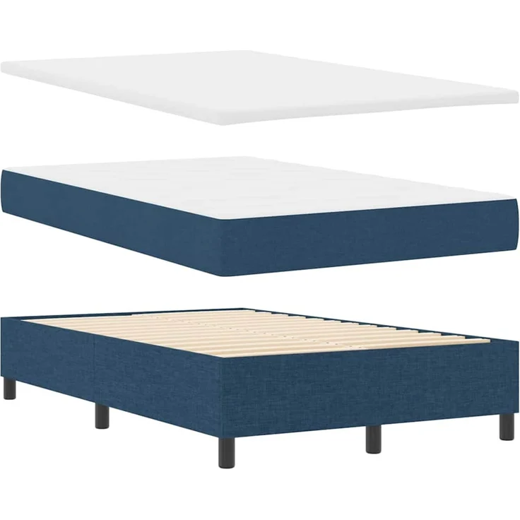 vidaXL Boxspringbett mit LED-Lichtleisten Blau 120 x 200 cm Stoff 3342941 – Bild 7