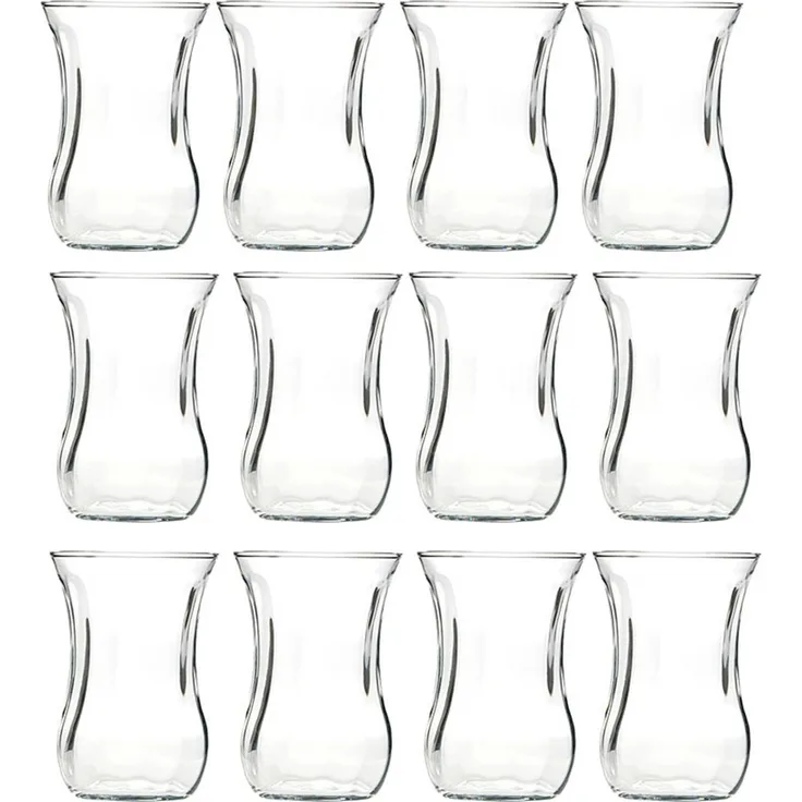Pasabahce 12 Set 12-tlg. Teeglas Optikli Cay Bardagi Gläser-Set für 12 Personen