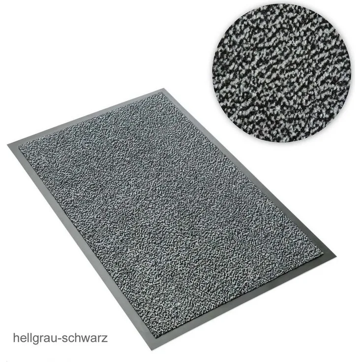 Metzker® Fußmatte Sauberlaufmatte hellgrau-schwarz meliert 60 x 90 cm, rechteckig, Höhe: 7 mm, 60x90cm - hellgrau-schwarz meliert