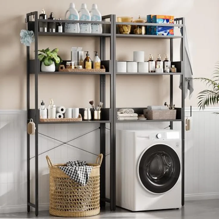 GarveeLife Edelstahl Badezimmerregal 3-Stöckiges Toilettenregal Badezimmer Mit Ablage Regal über Die Toilette Badregal Eisen, Haken – Bild 6