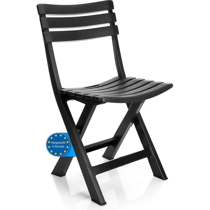BigDean Gartenstuhl klappbar aus wetterfestem & robustem Kunststoff in Anthrazit – Klappstuhl ideal für Garten und Balkon – Balkonstuhl Made in Italy