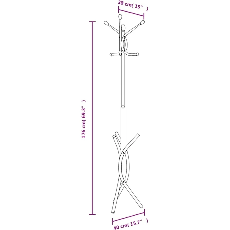 vidaXL Garderobenständer Weiß 176 cm Pulverbeschichtetes Eisen 377084 – Bild 7