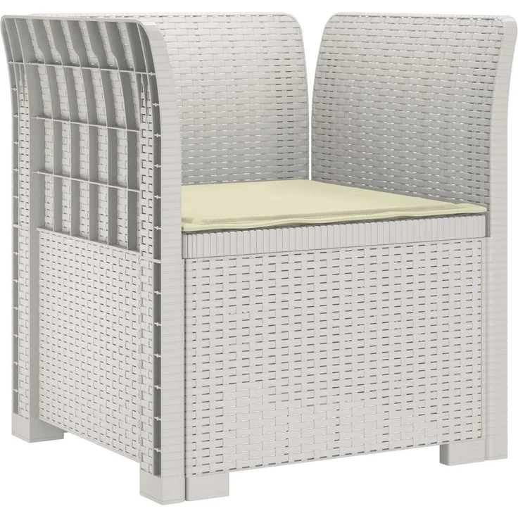 vidaXL 1-Sitzer Sessel mit Kissen Rattan-Look PP Weiß 8011860 – Bild 2