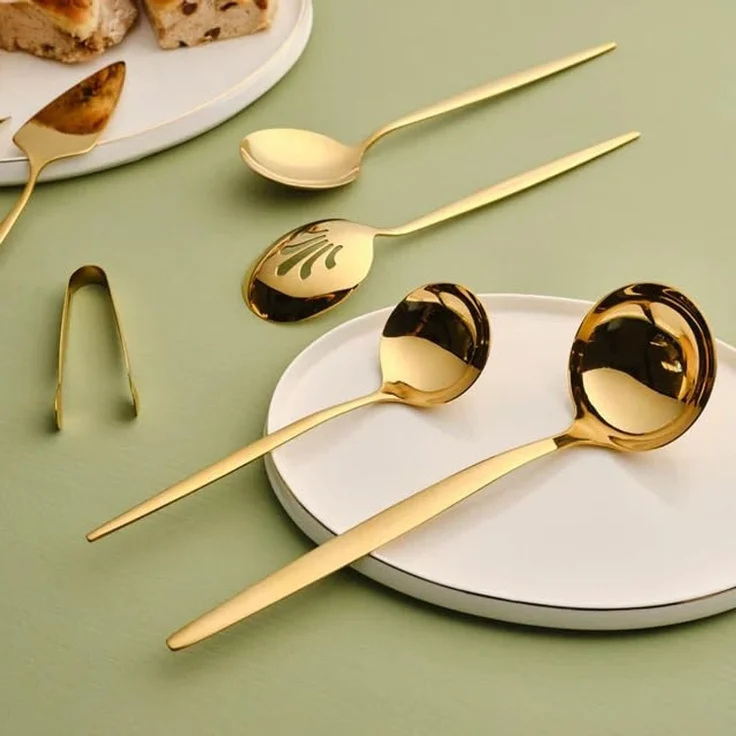 Karaca Besteck-Set Karaca Orion Shiny Gold 7-Teiliges Service Set Servicebesteck Set, 1 Personen – Bild 5