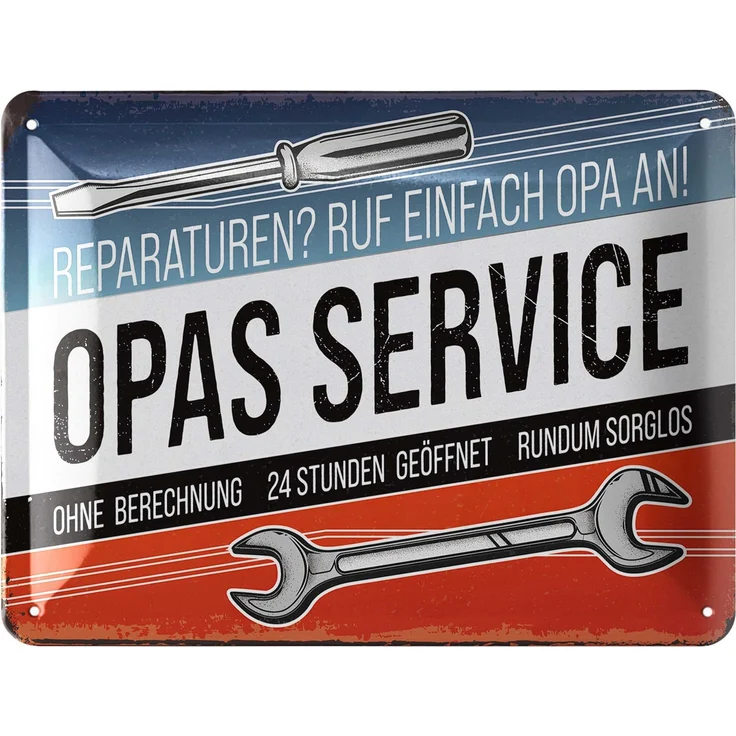 LANOLU Blechschild Opas Service - 15x20cm – Metall – Mehrfarbig – 15143 – Bild 1