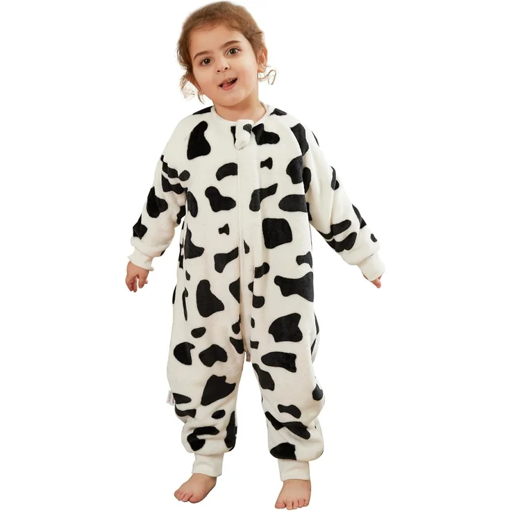XQ&XG Baby Schlafsack mit Füßen 2.0 Tog,Kinderschlafsack mit langen Ärmeln,Schlafsack Kinder mit Beinen für mädchen und Junge,Kuh,80 – Bild 1