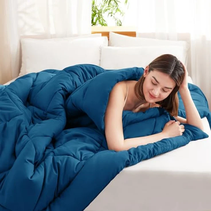 WAVVE Bettdecke 240x260 cm Ganzjahresdecke 4 Jahreszeiten, Steppdecke 300gsm Mikrofaser 260x240, Super Weiche Zudecke Schlafdecke Atmungsaktive 240x260 cm Türkis – Bild 4