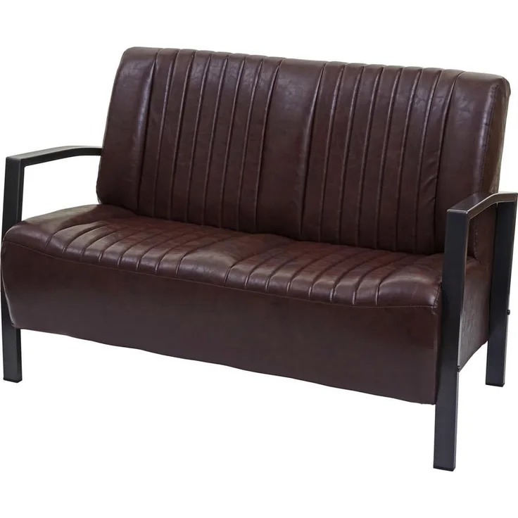 MCW 2-Sitzer Sofa, Braun, Textil, Industrie-Design, 127x86x70 cm, hohe Belastbarkeit bis 260 kg, bequeme Polsterung