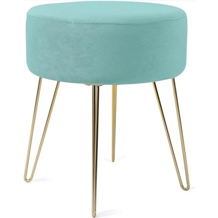 Zedelmaier Sitzhocker Runder Sitzhocker Samt Schminktisch Fußhocker Ottoman Metallbeinen (HS-ZD12C, ZDV41) – Bild 4