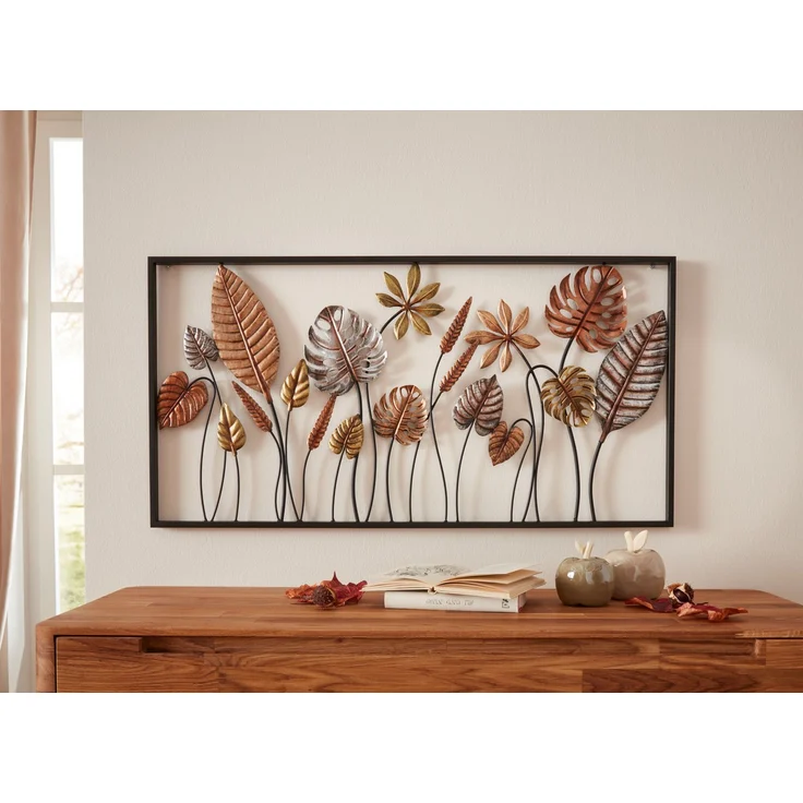 Metallbild Blätter Wandbild Bild Wanddeko Wohnzimmer Metall Dekoration Dekobild – Bild 2