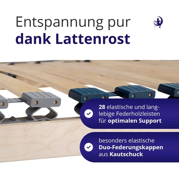 Mister Sandman Federholzrahmen Lattenrost Buche Natur 120×200 cm 28 Latten LGA-zertifiziert, ergonomisch, atmungsaktiv & rutschfest – Bild 3