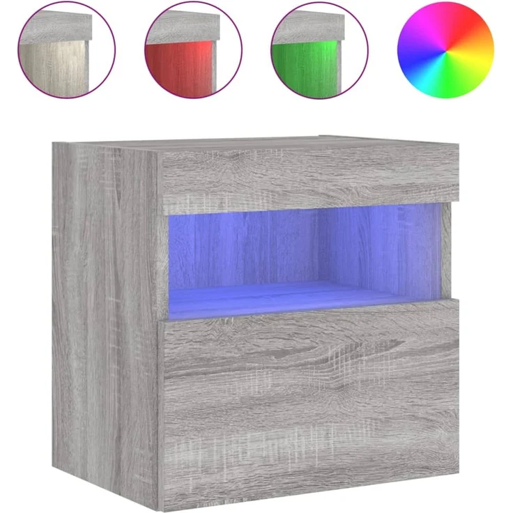 TV-Wandschrank, Fernsehschrank mit LED-Leuchten Grau Sonoma 40x30x40 cm – Bild 2