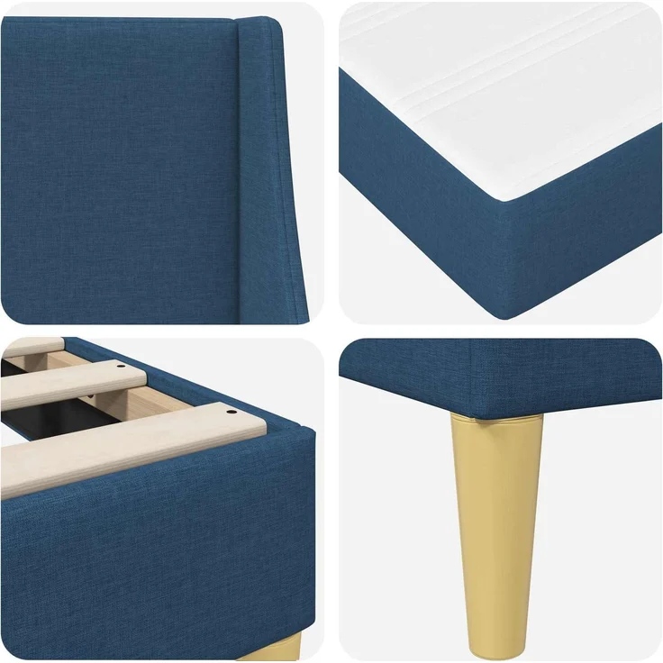 vidaXL Bettgestell mit Matratze Blau 80 x 200 cm Polyester 3414708 – Bild 9