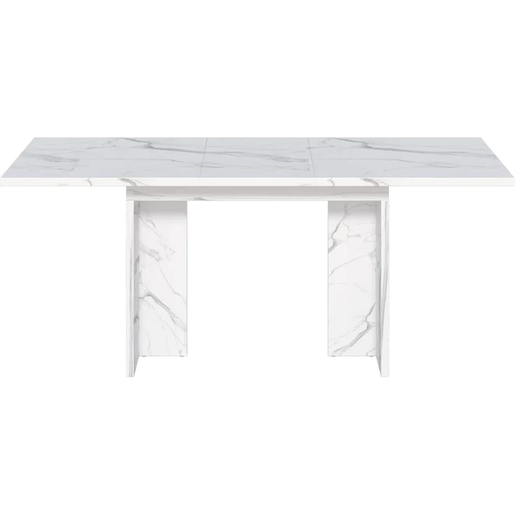 Merax Ausziehbarer Esstisch, 140/180*80 cm, geeignet für 6-8 Personen, rechteckige Form, verdickte Tischplatte, einfachen Stil,Tisch für Esszimmer, Küche, Wohnzimmer, Weißer Marmor – Bild 10