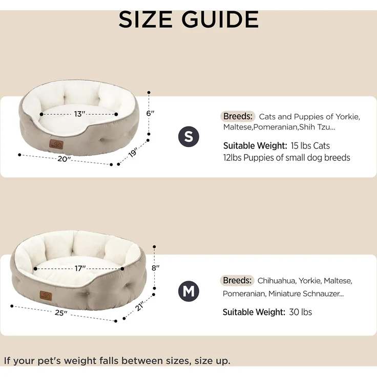BEDSURE Katzenbett waschbar Katzen Bettchen - 63 x 53 x 20 cm Katzen Bett mit Zweiseitig Innenkissen Katzenschlafplatz für Katzen oder kleine Hunde, Kamel – Bild 5