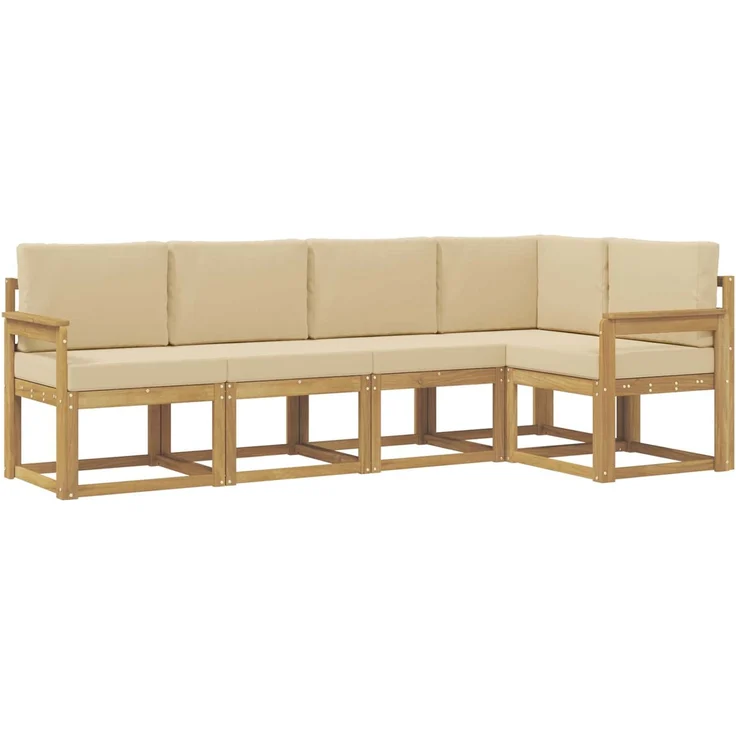 vidaXL Outdoor-Sofagarnitur 5 stk. 5-Sitzer Weiß und Beige 3387622 – Bild 2