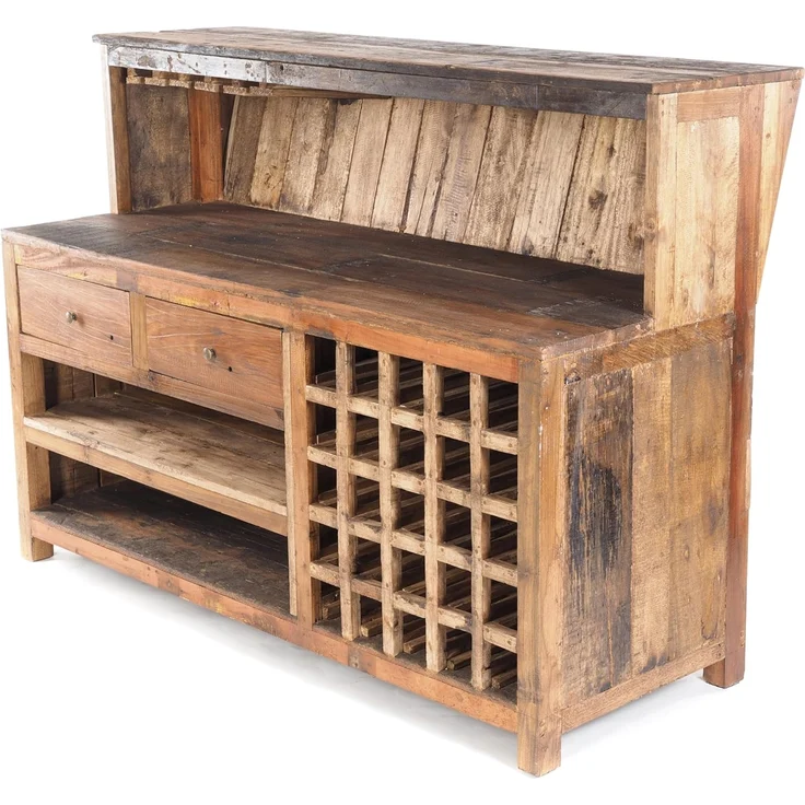 DESIGN DELIGHTS Barschrank Vintage BARSCHRANK 150x110cm(BxH) Shabby Chick Minibar Tresen Altholz – Bild 1