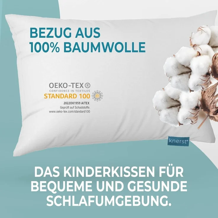 KNERST Kopfkissen Kinderkopfkissen, Füllung: FitForm Technologie – 100% Polyester, Komfortkissen Kinder für optimale Stützkraft, Kinderkopfkissen für weiche Träume – Bild 4