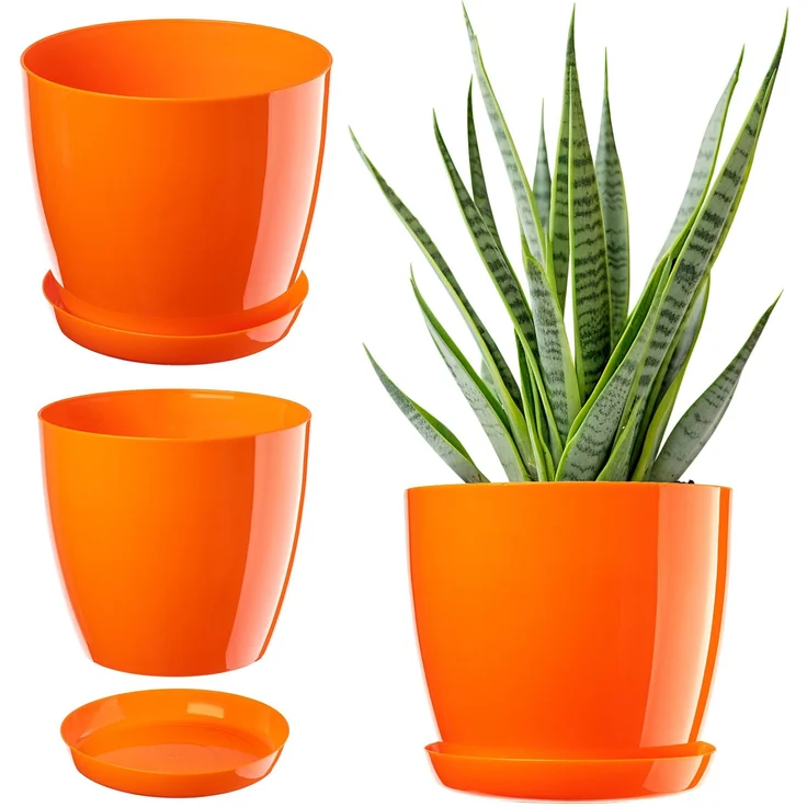 KADAX Blumentopf mit Ständer, Kunststoffabdeckung, Blumentopf, 16 cm, Orange – Bild 1