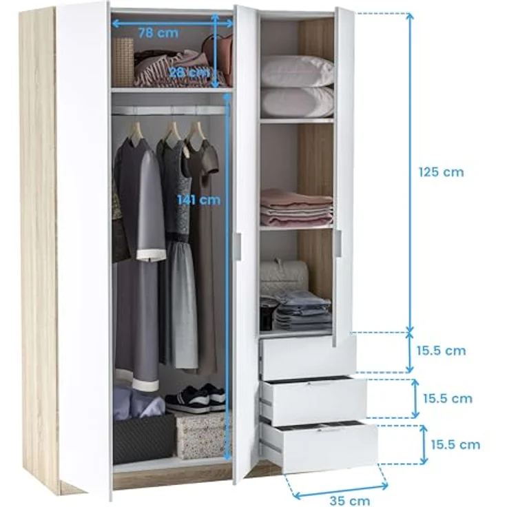Muebles Pitarch | Bücherregal für Büro oder Arbeitszimmer mit 4 Regalen, Wohnzimmer-Bücherregal, Cambrian Eiche, 196,5 x 75,5 x 33 cm (Höhe x Breite x Tiefe), einfach, elegant und robust – Bild 10