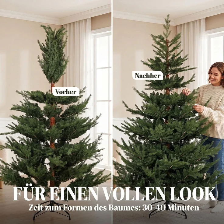 HOMCOM Weihnachtsbaum, PVC, Grün, 140 x 140 x 210 cm – Bild 5