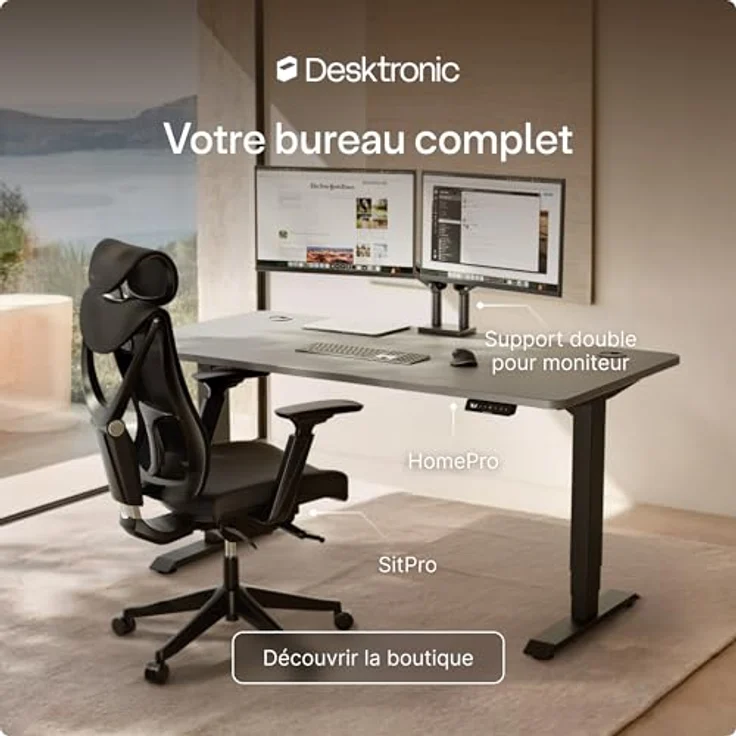 Höhenverstellbarer Schreibtisch - Höhenverstellbar Elektrisch mit Flüsterleisem Dual-Motor & Touchscreen - Hohe Tragfähigkeit - Stehtisch von Desktronic, Schwarz + Grau, 160x80 cm – Bild 10