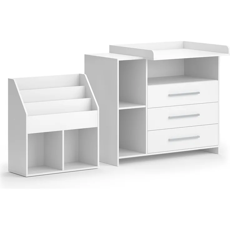 Kinderzimmer-Set Oskar Weiß 2 Teile, mit Wickelkommode und Bücherregal Vicco