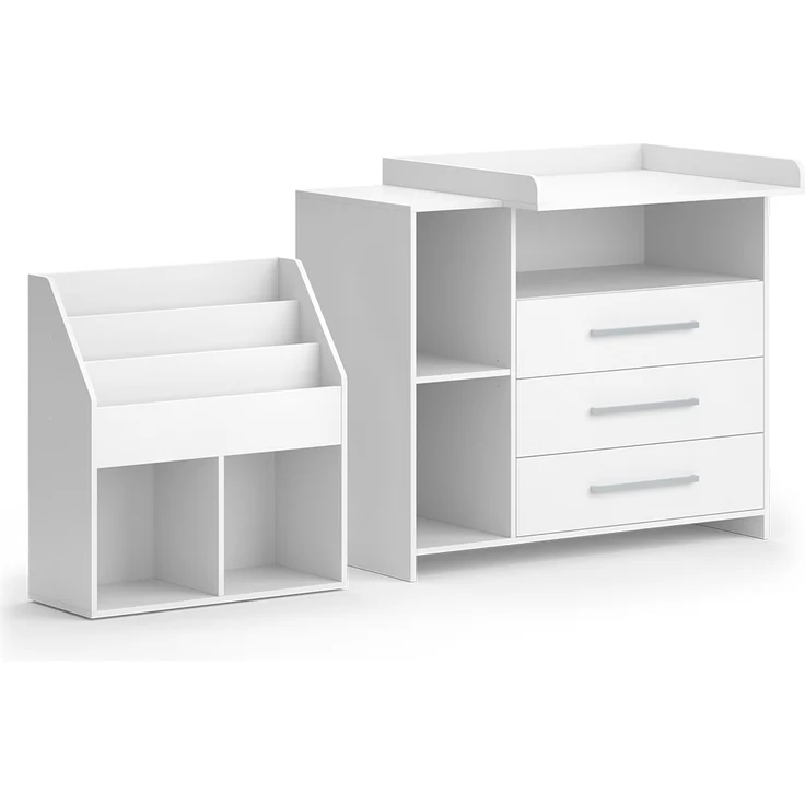 Kinderzimmer-Set Oskar Weiß 2 Teile, mit Wickelkommode und Bücherregal Vicco – Bild 1