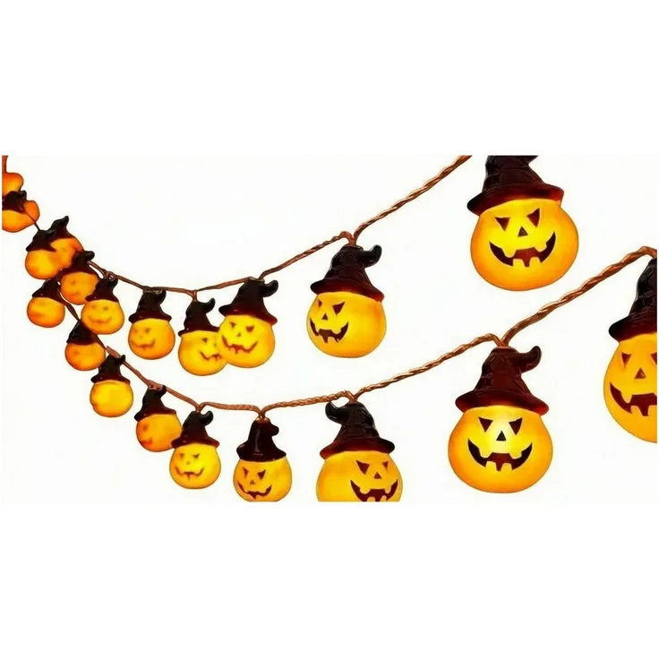 Bomiclss LED-Lichterkette 3M Halloween-LED-Lichterkette mit Kürbis-Laternen