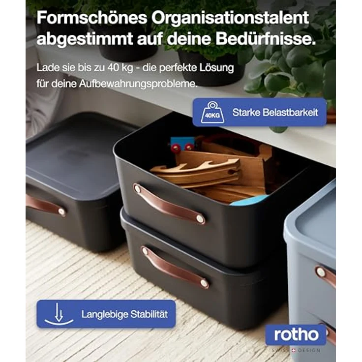 Rotho Maloja Aufbewahrungsbox 12 l, Kunststoff, rosa, 12 (39.5 x 26.5 x 17.7 cm) – Bild 5