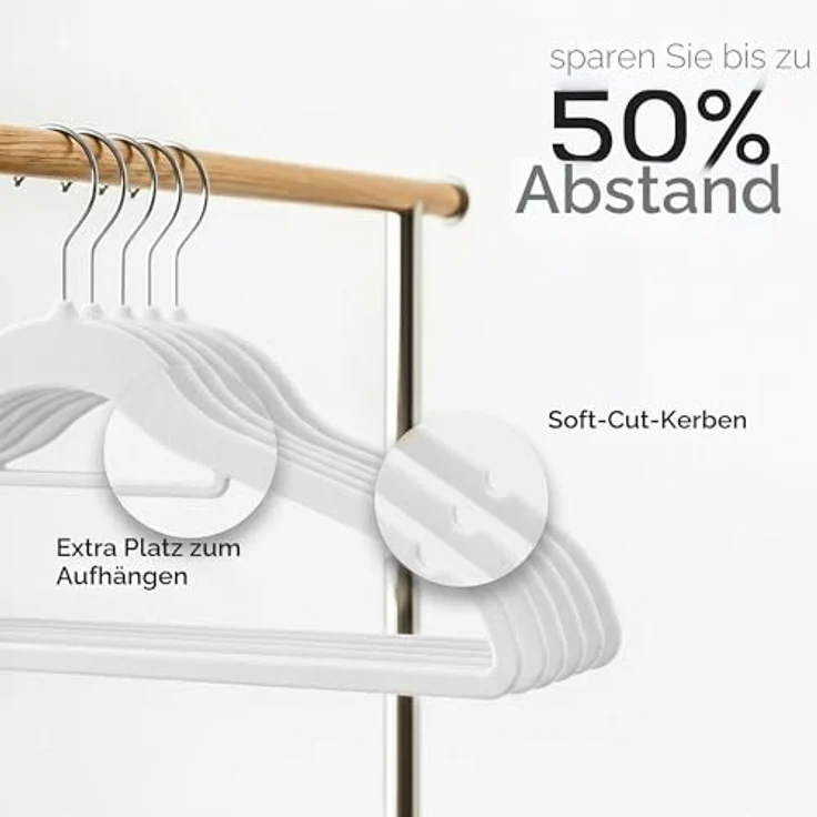 Utopia Home - Premium Kleiderbügel aus Samt (Weiß, 50er-Pack) – Bild 5