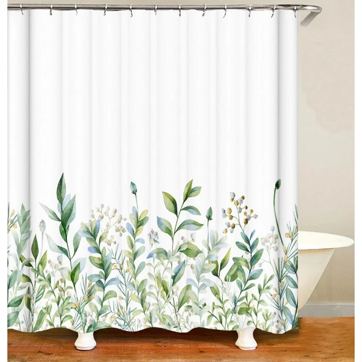 M&W DAS DESIGN Duschvorhang M&W DAS DESIGN Duschvorhang Vintage Garden Pflanzen Textil gelb grün Breite 120 cm – Bild 1