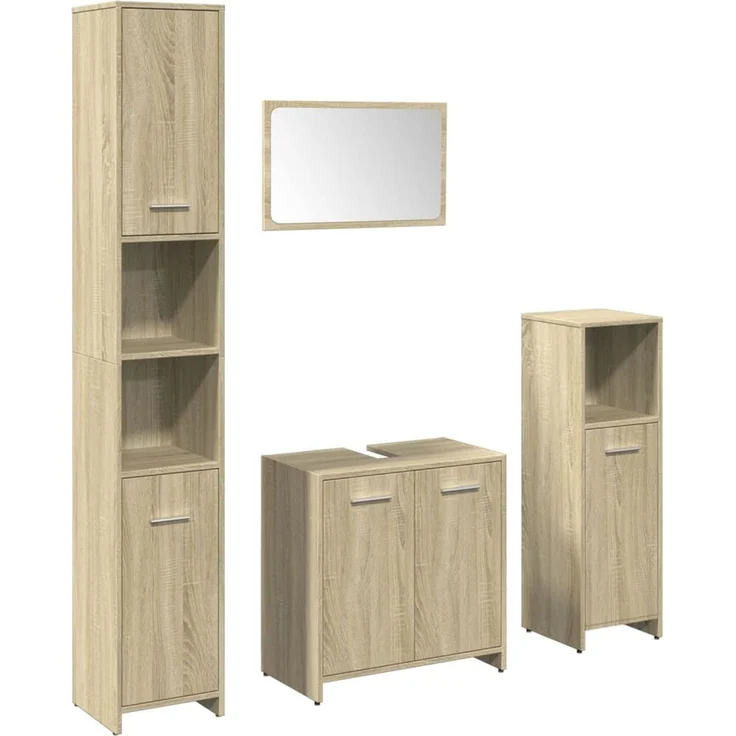 vidaXL 4-tlg. Badmöbel-Set Sonoma-Eiche Holzwerkstoff 3324968 – Bild 2
