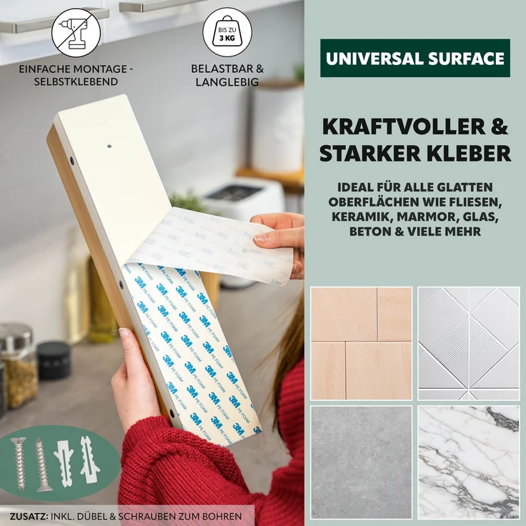 eluno Gewürzregale 2er Set mit Bambusboden, zur Wandmontage, aus Metall beige – Bild 4