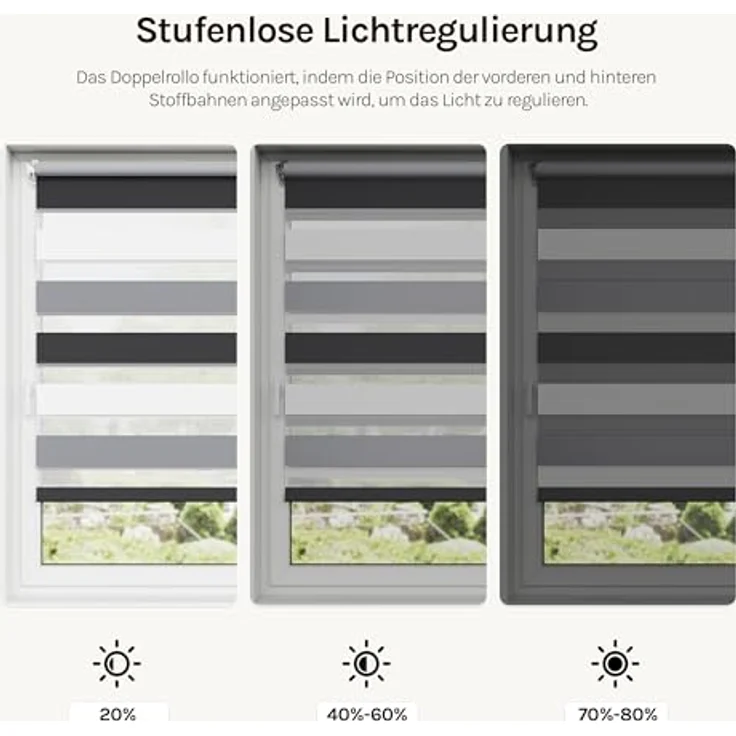 Doppelrollo, Woltu, Lichtschutz, Lichtschutz, Rollos für Fenster und Türen, verdunkelnd – Bild 4