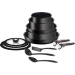 Tefal Ingenio 13-teiliges Kochgeschirr-Set, Antihaftbeschichtung, Induktionstauglich, Pfannen, Töpfe, Deckel, Griffe, Küchenhelfer, L3959343, Schwarz, 24/28 cm